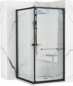 Sprchovací kút REA SPACE IN 80/dvere x 100/zástena cm, čierny/transparent - bez vaničky