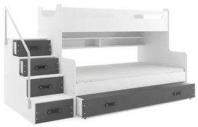 Detská poschodová posteľ MAX III s úložným priestorom 80x200 cm - biela Sivá