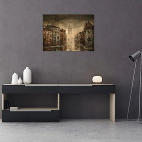 Sklenený obraz - Maľba mesta (70x50 cm)