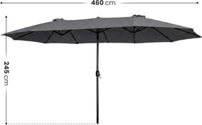 Dvojitý záhradný slnečník TILIA 460x270 cm tmavosivý