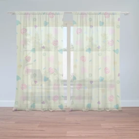 Sablio Záclony Srdiečka a špirály: 2ks 150x250cm