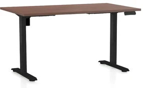 Výškovo nastaviteľný stôl OfficeTech B, 140 x 80 cm, čierna podnož, orech