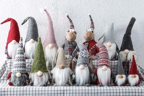 Vánoční skřítek ELF 019 - 40 cm červený/šedý