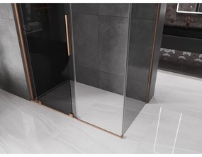 Mexen Velar, sprchový kút s posuvnými dverami 140 x 80 cm, 8mm šedé sklo, medená matná, 871-140-080-41-65