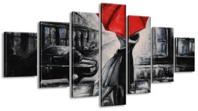 Gario Ručne maľovaný obraz Červený bozk v daždi - 7 dielny Rozmery: 210 x 100 cm