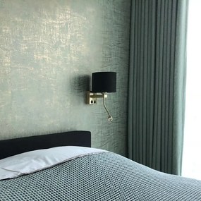 Moderná nástenná lampa mosadz s tienidlom čierny zamat - Brescia