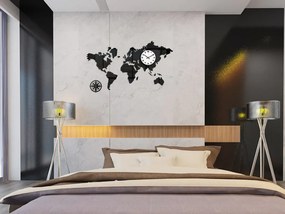 3D nalepovacie hodiny Continents čierno-biele