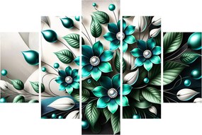 Obraz - 3D tyrkysové kvety (150x105 cm)