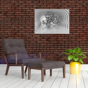 Sklenený obraz - Čiernobiele bubliny (70x50 cm)