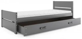 Detská posteľ BARTEK s úložným priestorom 90x200 cm - grafit