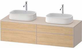 DURAVIT Zencha závesná skrinka pod dve umývadlá na dosku, 4 zásuvky, 1600 x 550 x 442 mm, dub prírodný/taupe super matná, ZE4825B30830000