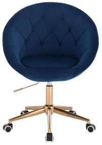 LuxuryForm DESIGN Kreslo VERA VELUR na zlatej podstave s kolieskami - modré