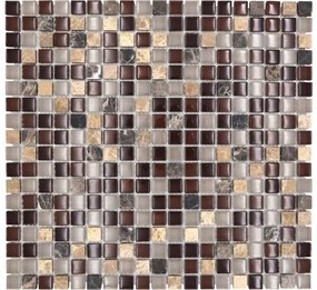 Sklenená mozaika s prírodným kameňom XCM M870 1,5x1,5 cm