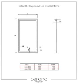 Cerano Interno, kúpeľňové LED zrkadlo 50x70 cm, CER-CER-429358
