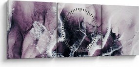 Obraz - Fialový mramor N⁰2 (s hodinami) (90x30 cm)