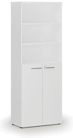 Kombinovaná kancelárska skriňa PRIMO WHITE, dvere na 3 poschodia, 800 x 420 x 2128 mm, biela
