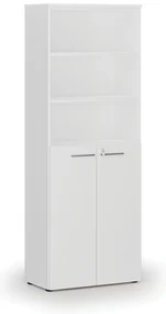 Kombinovaná kancelárska skriňa PRIMO WHITE, dvere na 3 poschodia, 800 x 420 x 2128 mm, biela