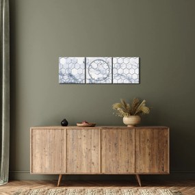 Obraz - Mramorované hexagóny (s hodinami) (90x30 cm)