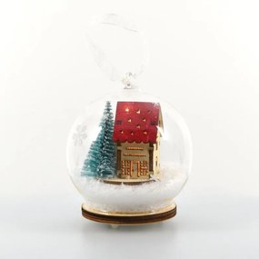 Sklenená ozdoba s domčekom a snehom 1 LED RXL 365