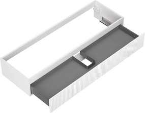 Mexen Rivel, kúpeľňová skrinka pod umývadlo 140 cm, 1 zásuvka, drážkovaná, biela matná, 91A20-14023-1-BF01