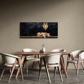 Obraz - Lev a levice v oblakoch (120x50 cm)