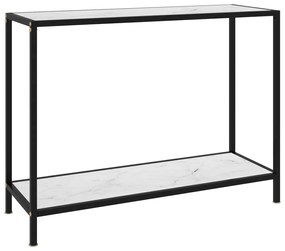 vidaXL Konzolový stolík, biely 100x35x75 cm, tvrdené sklo