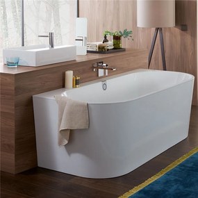 VILLEROY &amp; BOCH Oberon 2.0 voľne stojaca vaňa z materiálu Quaryl, pre pristavenie k stene, odtok v strede, 1800 x 800 x 620 mm, biela alpská, UBQ180OBR9CD00V-01