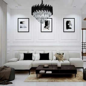 Toolight Toolight, krištáľové závesné svietidlo 50cm, 7xE14, G063-CP, čierna, OSW-08690