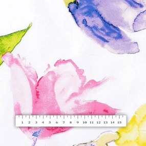 Biante Bavlnený behúň na stôl Sandra SA-481 Žlto-ružové akvarelové kvety na bielom 45x120 cm