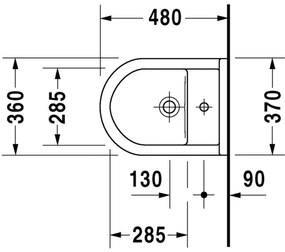 Duravit Starck 3 - Závesný bidet Compact, 1 otvor pre armatúru prepichnutý, 360 x 475 mm, biely 2281150000