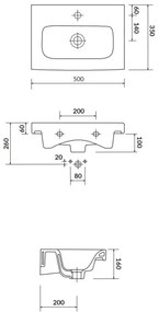 Cersanit K116-008 - Zápustné umývadlo MODUO SLIM 35x50 cm keramika/biela lesklá