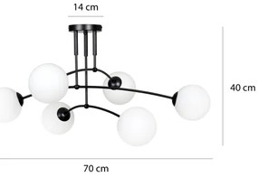 Luster na tyči PREGOS 6xE14/10W/230V čierna/biela