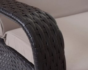 Lehátko Carrara, polyratan / hliník - hnedá, béžový vankúš