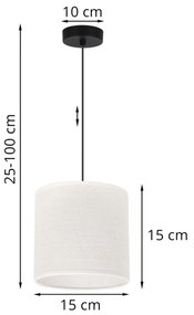 Závesné svietidlo Juta, 1x biele jutové tienidlo, (fi 15cm), b