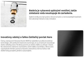 Deante Lima, drezová batéria v tvare "U" s vyťahovacou spŕškou, čierna, BBM_N72M