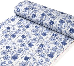 Biante Dekoračný oválny obrus PML-090 Modré jarné kvety na bielom 120x200 cm