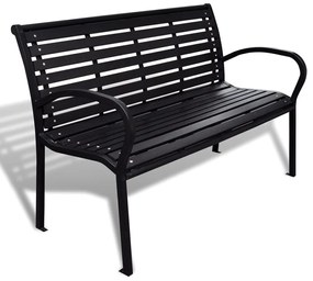 Záhradná lavička 125 cm, oceľ a WPC, čierna
