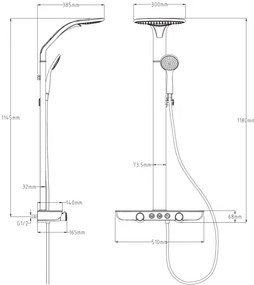 Mexen Bolt, sprchová sada s ručnou a dažďovou hlavicou, biela-chrómová, 78108-20