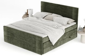 Tmavozelená boxspring posteľ s úložným priestorom 200x200 cm Bergamo – Maison de Rêve