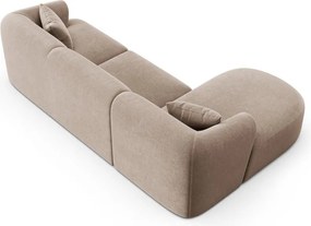 Svetlohnedá zamatová rohová pohovka (ľavý roh/s leňoškou) Campi – Cosmopolitan Design