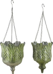 Sada 2 ks závěsných květináčů MARINA II zelená