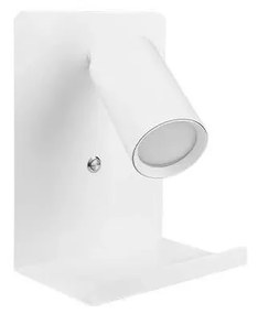 Nástenné bodové svietidlo s poličkou a USB nabíjačkou 1xGU10/35W/230V biela