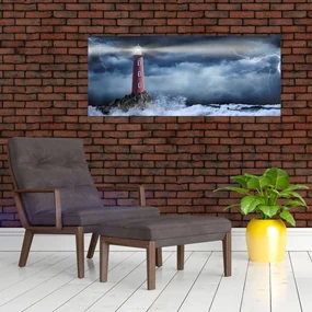 Obraz - Maják na útese (120x50 cm)