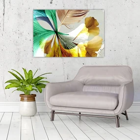 Obraz - Listy s pierkom (90x60 cm)