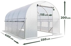 Záhradný fóliovník s rozmermi 2,5 x 4 m Biely