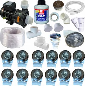 Sada na hydromasáž 12 trysiek B09 Čerpadlo 1500 W Montáž vane Jacuzi Bali