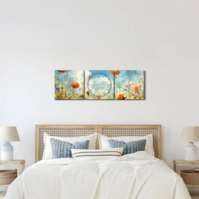 Obraz - Motýle na letnej lúke (s hodinami) (90x30 cm)