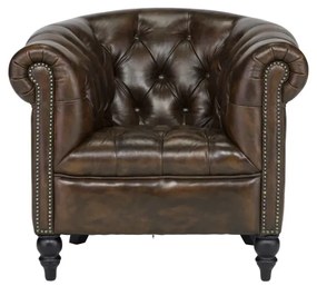 furniture-nabytek.cz - Masívne kreslo Chesterfield Shelford z pravej kože, hnedé