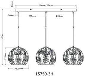 Globo 15759-3H - Závesný luster MIKA na lanku 3xE27/40W/230V