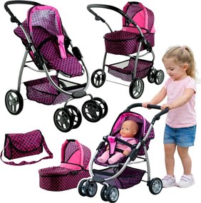 Kočík pre bábiky Alice Deep, kočík, prenosná postieľka 2v1